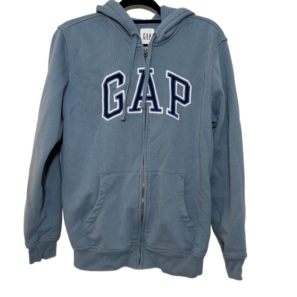 GAP Full Zip Hoodie Sweatshirt Women’s Small‎ Blue Embroidered Logo